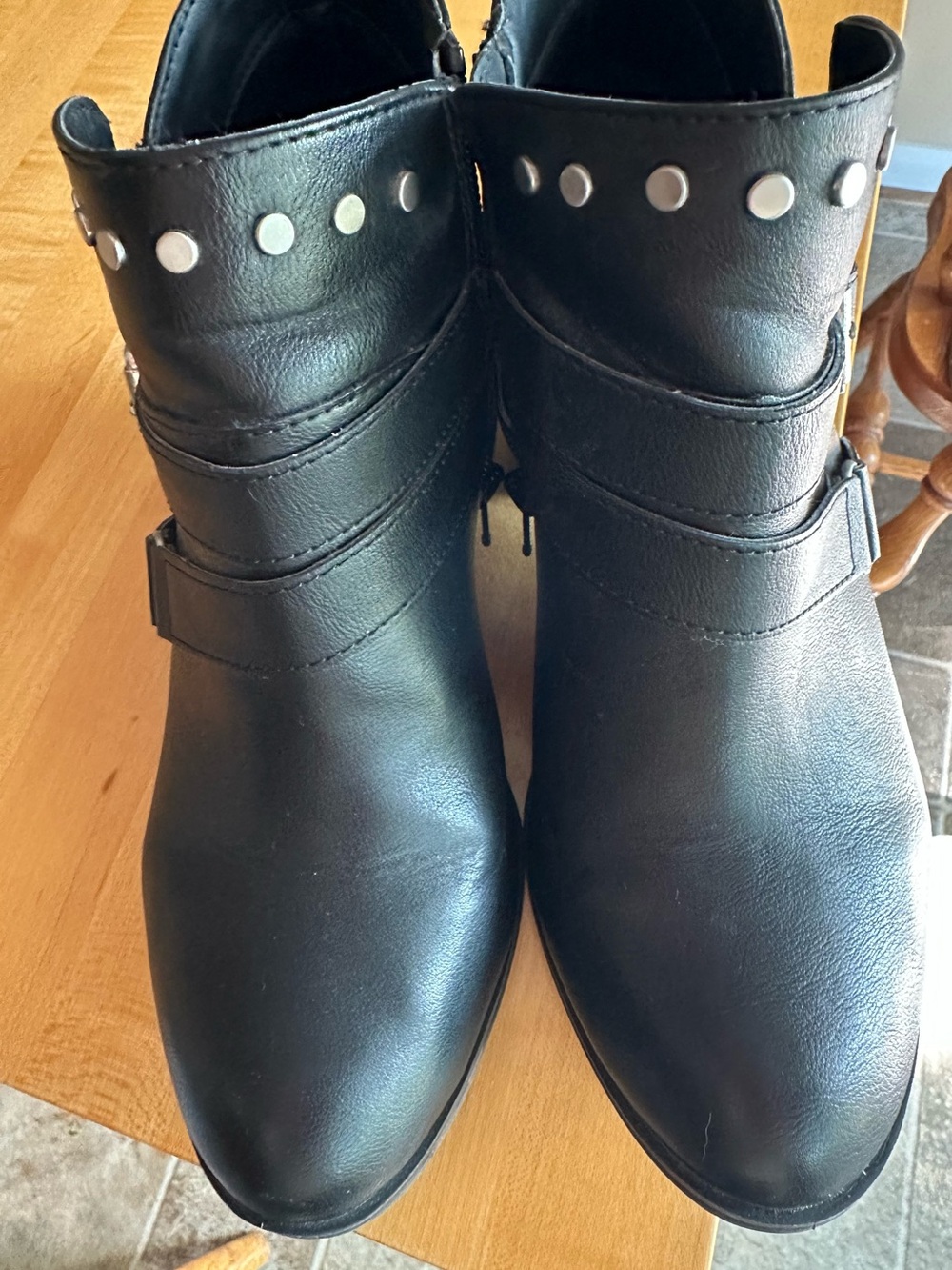 Ana Black Studded Ankle Boots